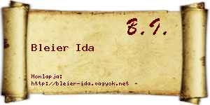 Bleier Ida névjegykártya